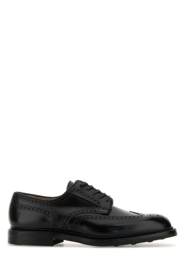 Crockett & Jones Black Leather Pembroke Lace-Up Shoes