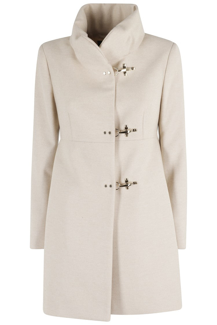 Fay Tailored Beige Coat With High Collar