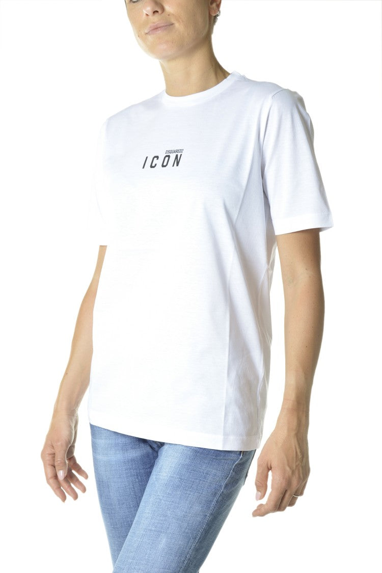 Dsquared2 White Cotton Icon T-Shirt With Mini Logo