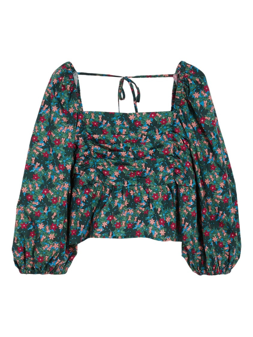 Max Mara Floral Print Top With Square Neckline
