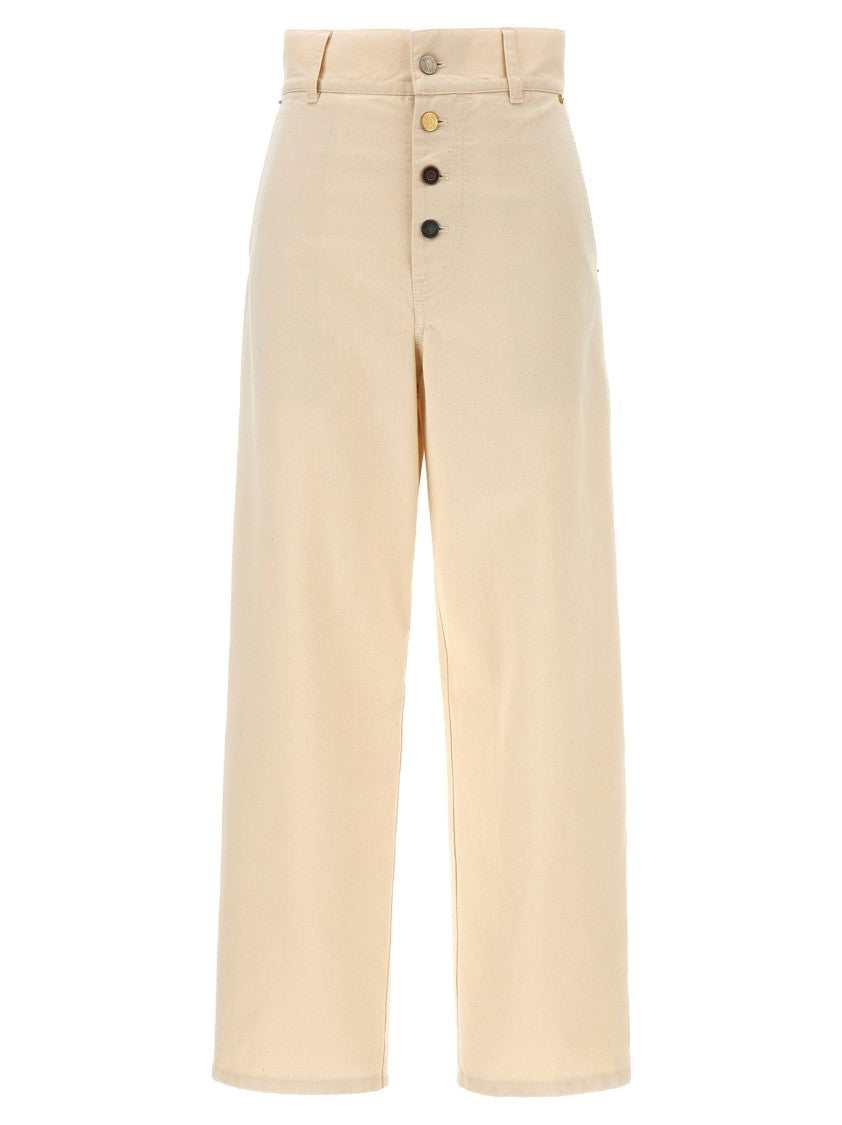Moschino Ankle-Length Cotton Gabardine Trousers With High Waist