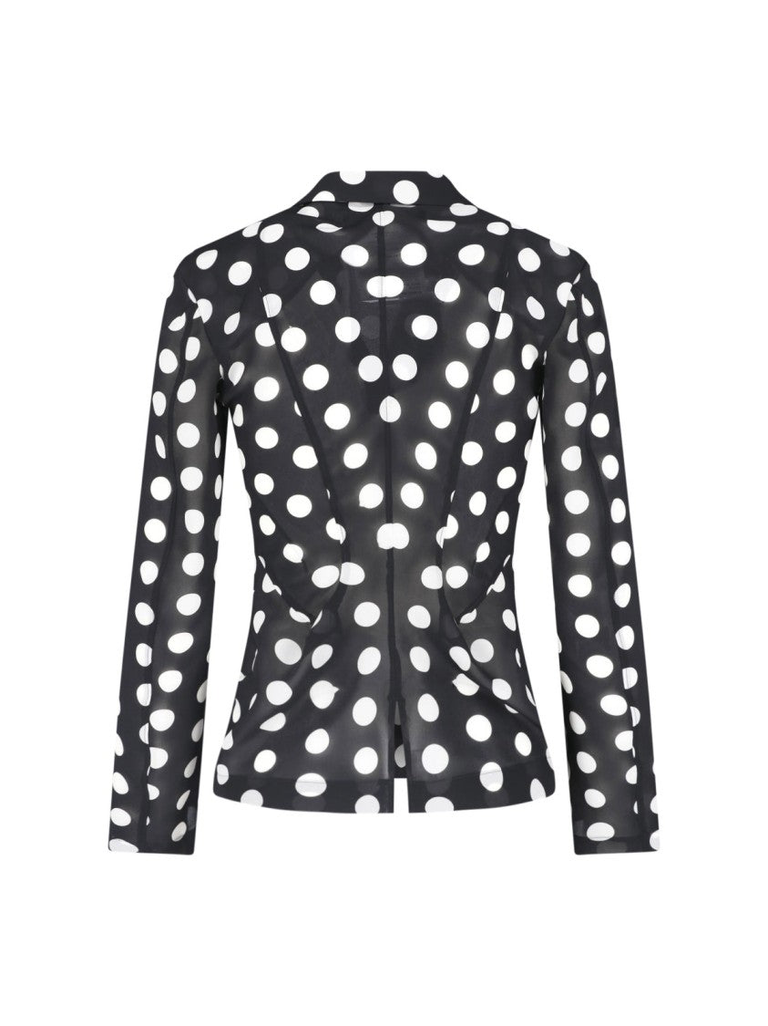 Junya Watanabe Black Polka Dot Fitted V-Neck Shirt