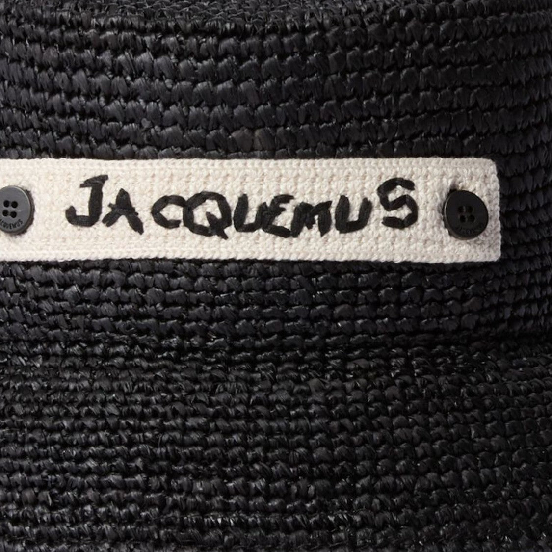 Jacquemus Raffia Bucket Hat With Down-Turned Brim And Logo Detail