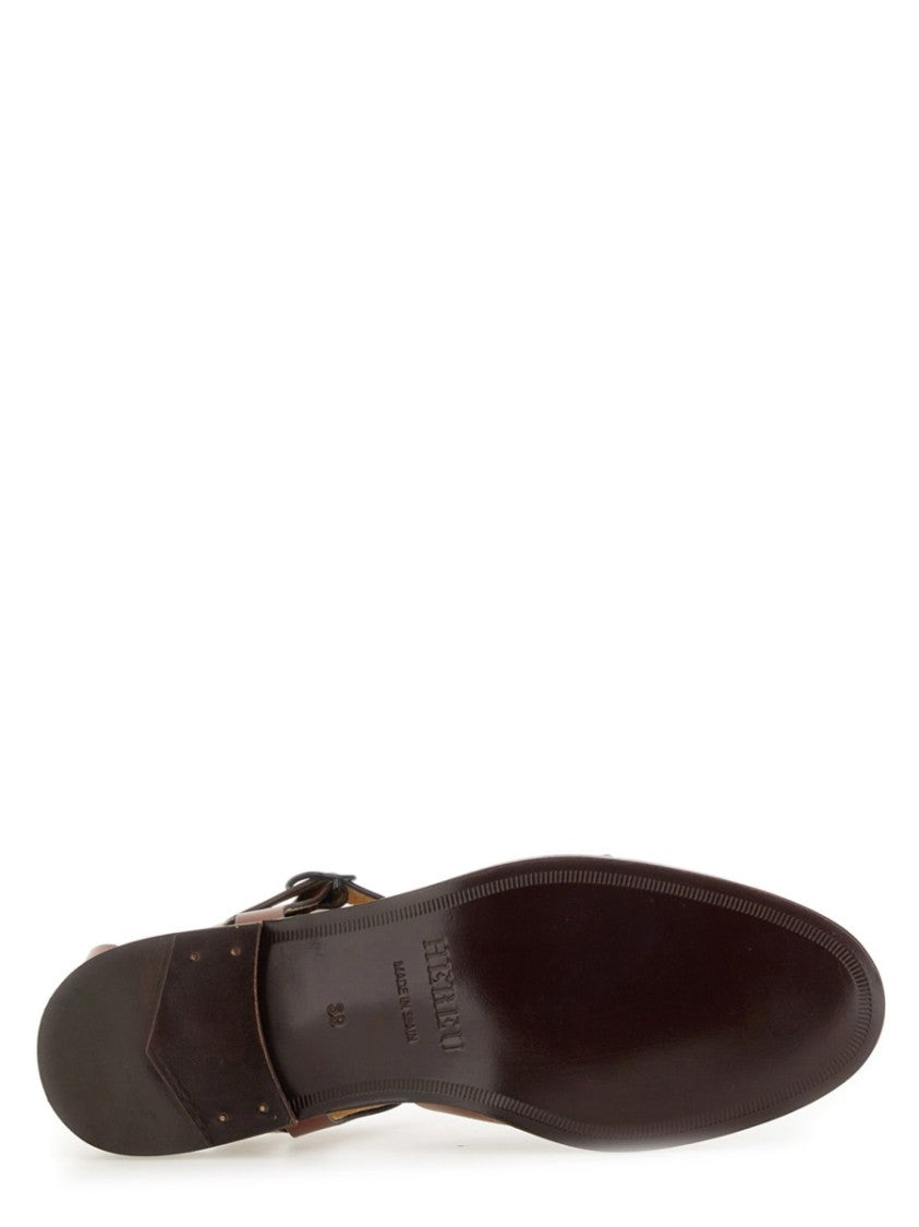 Hereu Peach Cut-Out Straps Leather Sandals