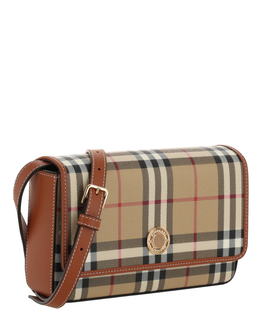 Burberry Classic Plaid Hampshire Shoulder Bag With Leather Trim