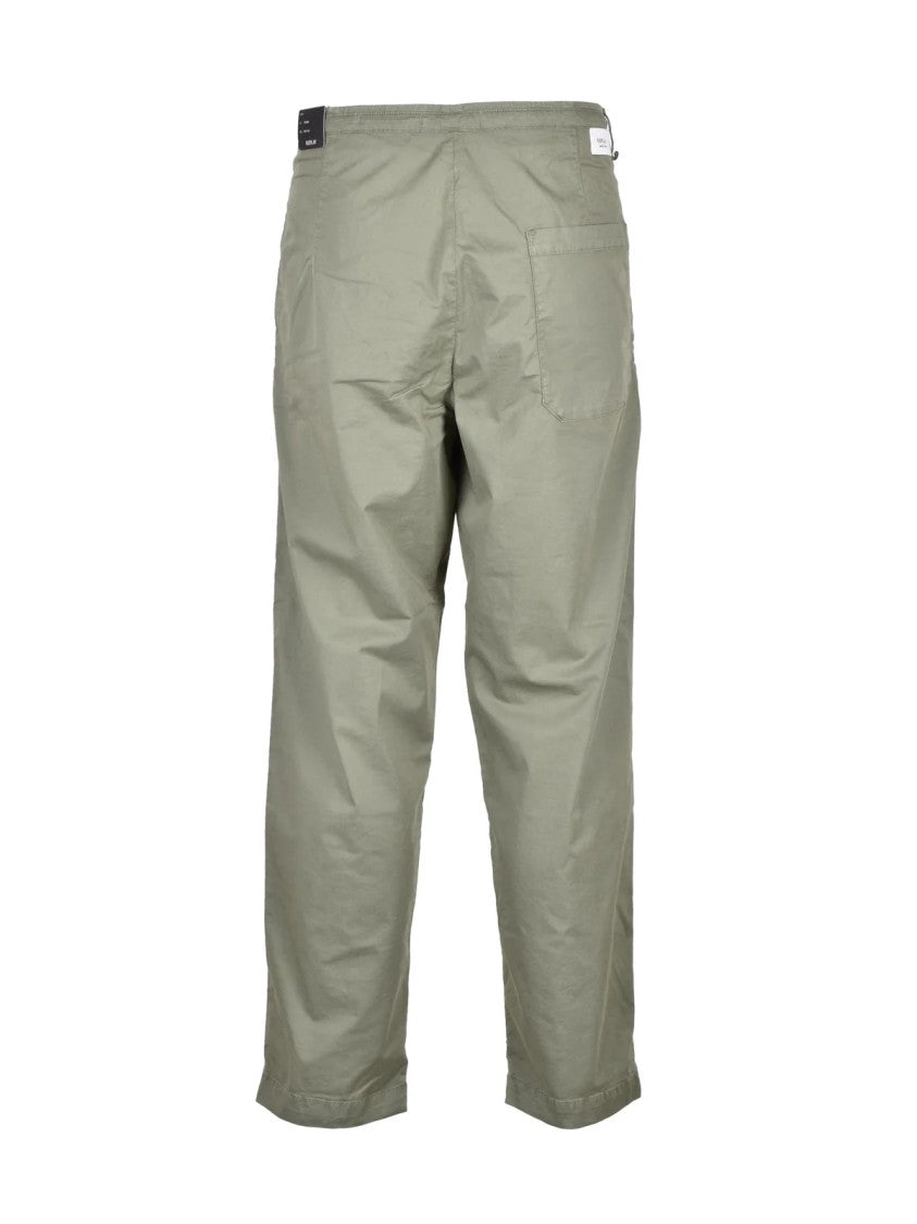 Replay Pleated Military Green Chino Trousers With Button Closure
