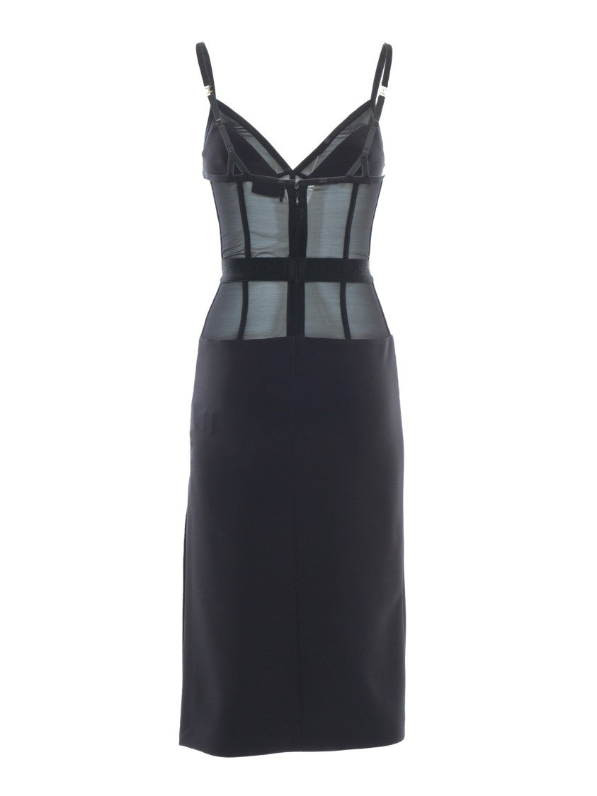 Elisabetta Franchi Midi Dress With Sheer Panels