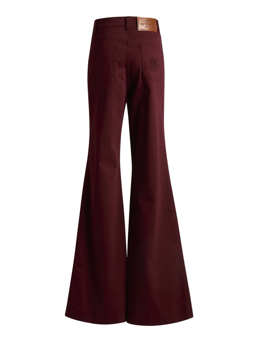 Etro Bordeaux Flared Jeans With High Waist