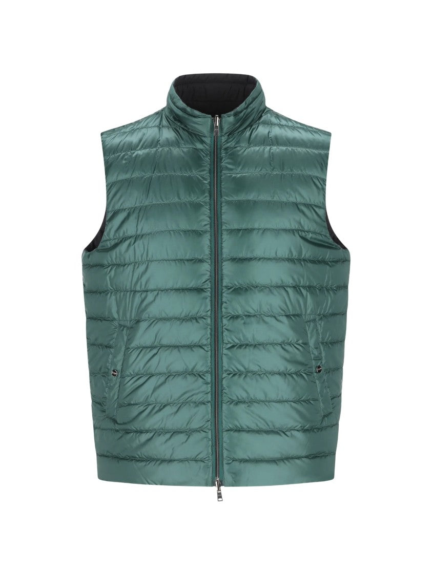 Herno Green Piumino Reversibile Smanicato Puffer Vest