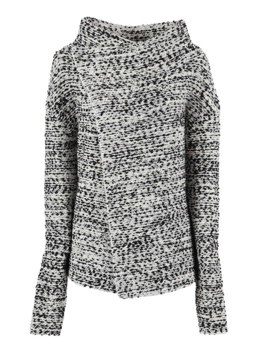 Alberta Ferretti Textured Knit Asymmetrical Sweater With Draped Neckline