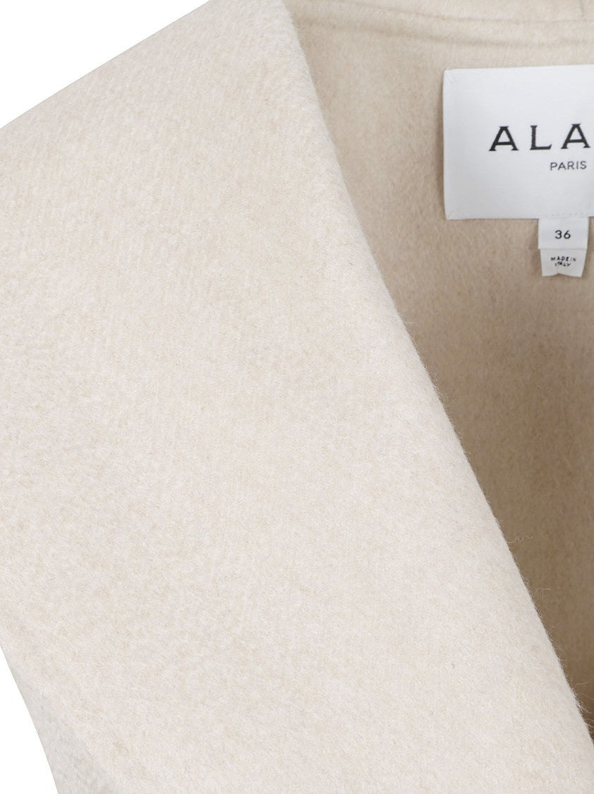 Alaïa Sleeveless Double-Face Cashmere Jacket With Integrated Belt And Hood
