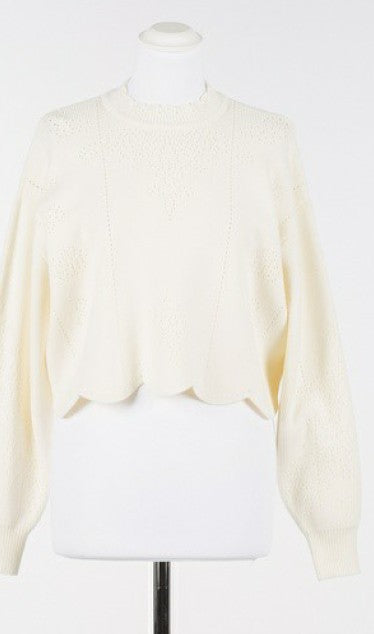 Twin-Set Cropped Sweater With Scalloped Hem