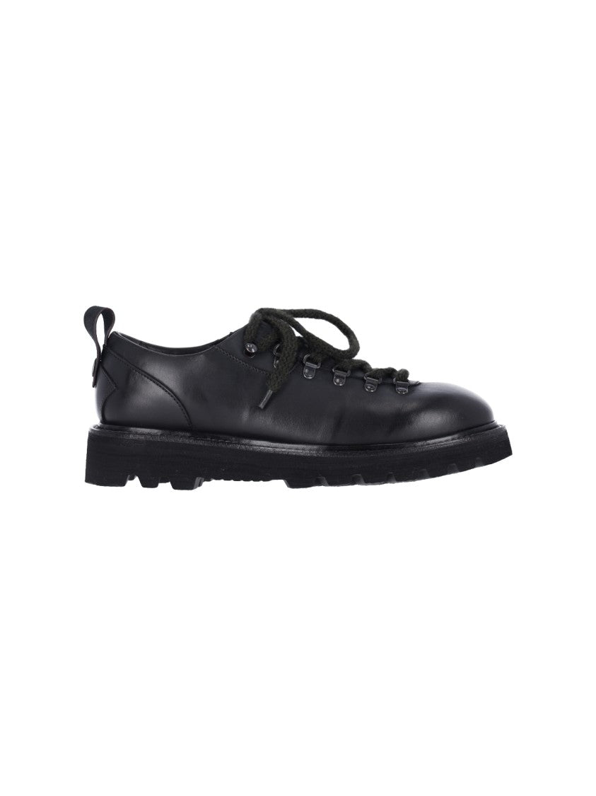 Premiata Black Leather Lace-Up Rubber-Sole Derby