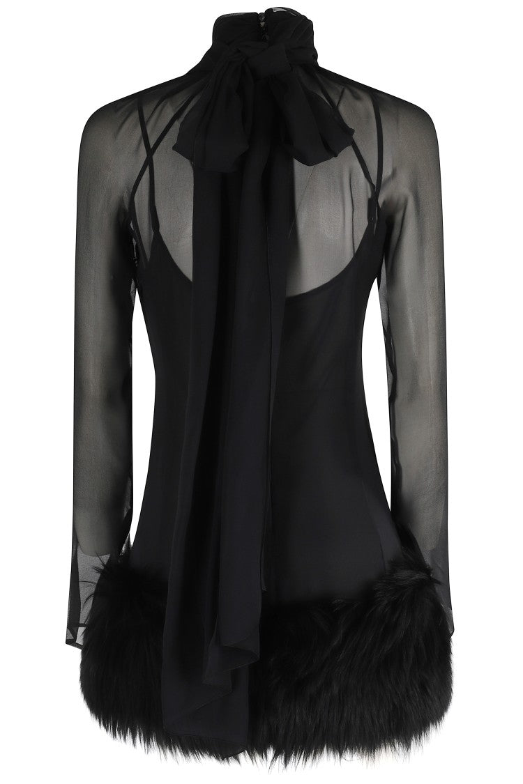 Blumarine Georgette Dress With Bow Tie