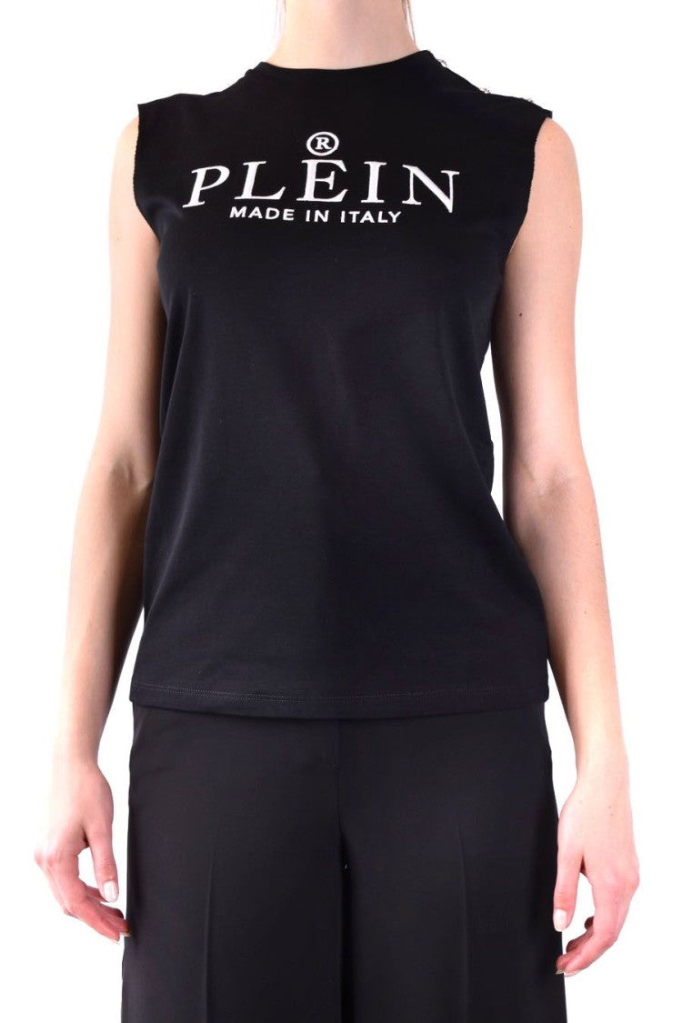 Philipp Plein Logo Print Sleeveless Top Elegant Detailing