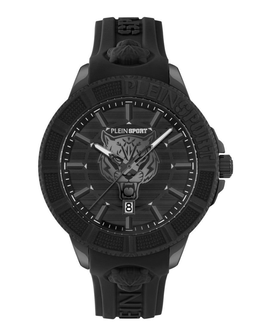 Plein Sport Sporty Black Silicone Watch With Date Function