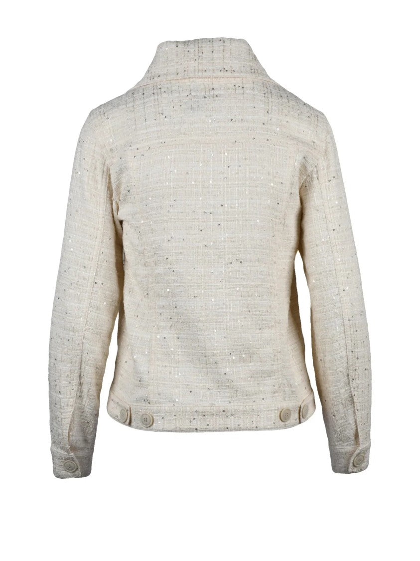 Eleventy White Cotton Bouclé Short Jacket