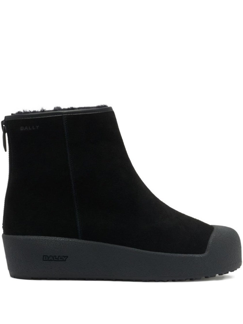 Bally Ankle-Height Black Suede Boots With Platform Sole