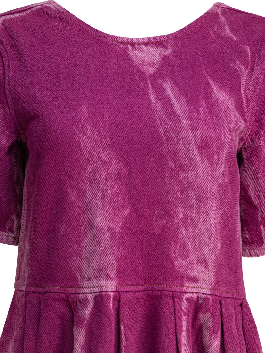 Ganni Denim Midi Dress With Open Back