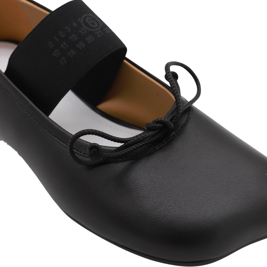 Mm6 By Maison Margiela Smooth Black Leather Flats With Bow Detail
