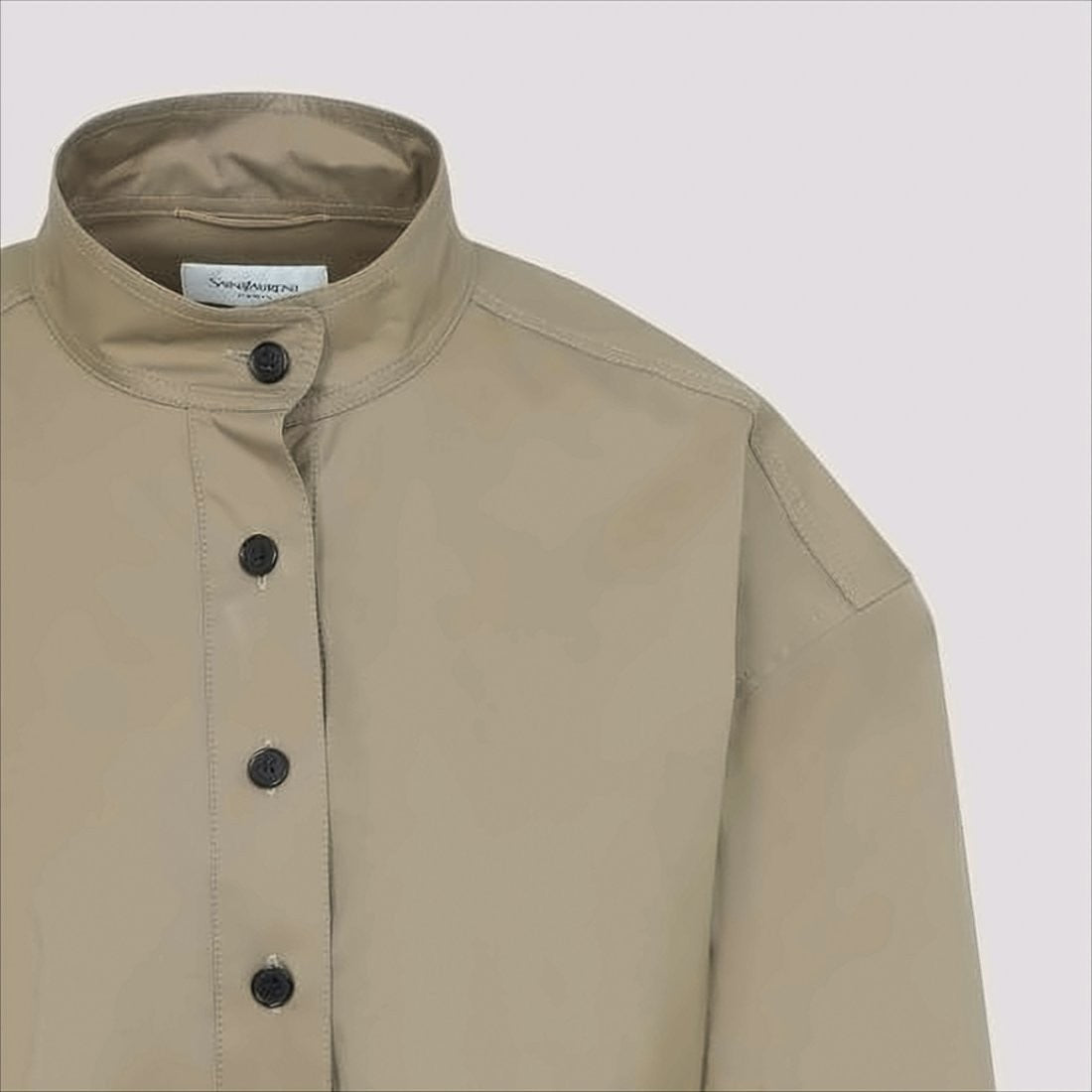 Saint Laurent High Stand Collar Long-Sleeved Shirt With Self-Tie Belt