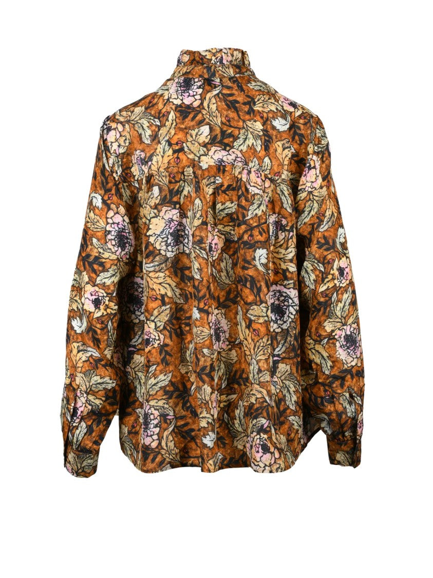 Raga Multicolor Vibrant Floral Print Silk Puff Sleeve Shirt