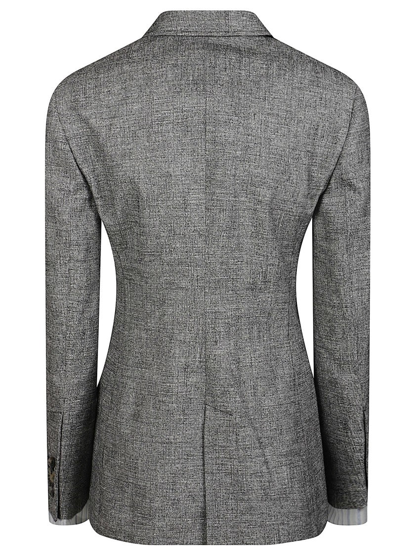 Rabanne Tailored Silk Jacket With Textured Grey Fabric