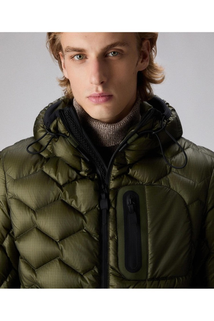 Peuterey Green Nylon Quilted Down Jacket