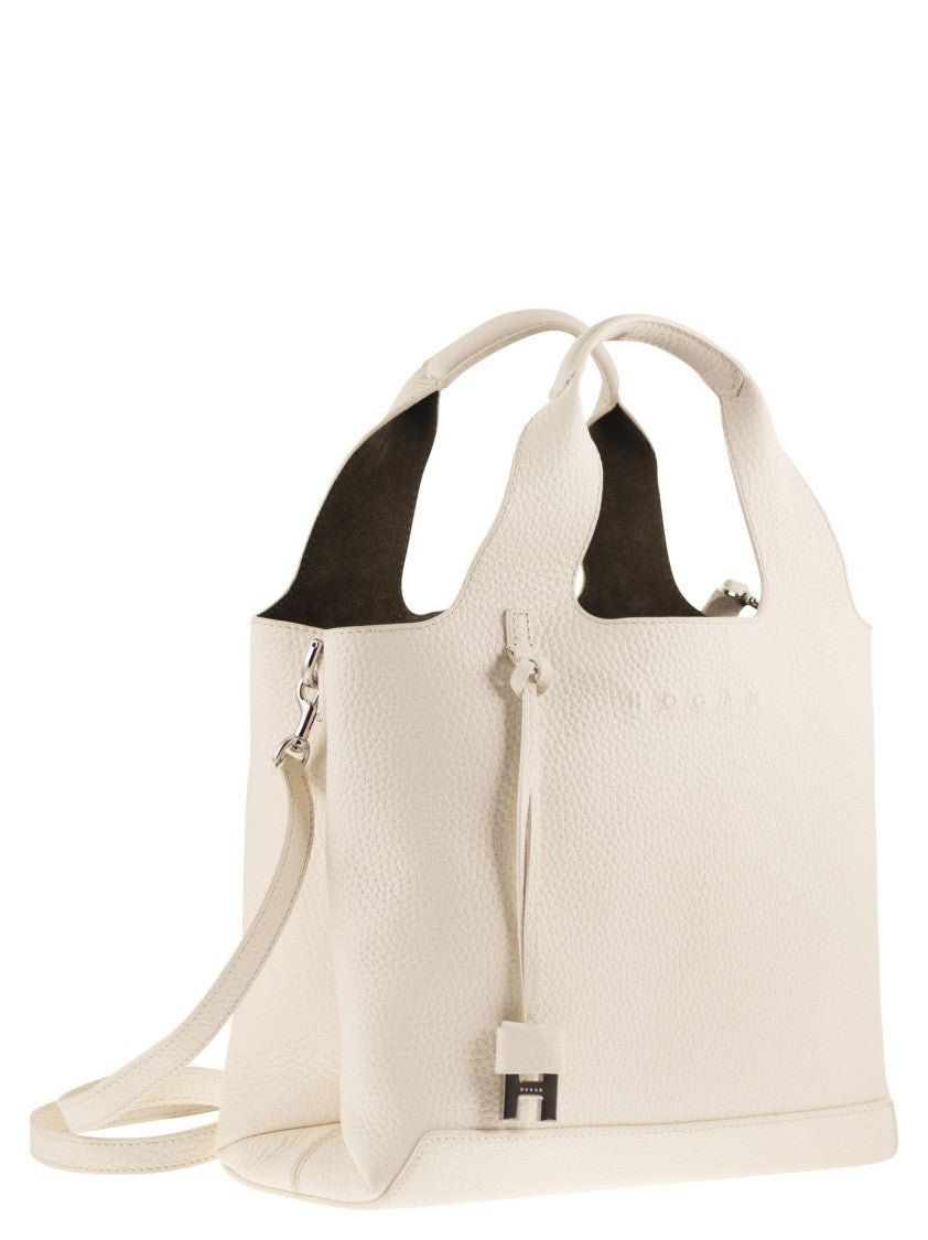 Hogan Textured Grained Leather Shopping Bag