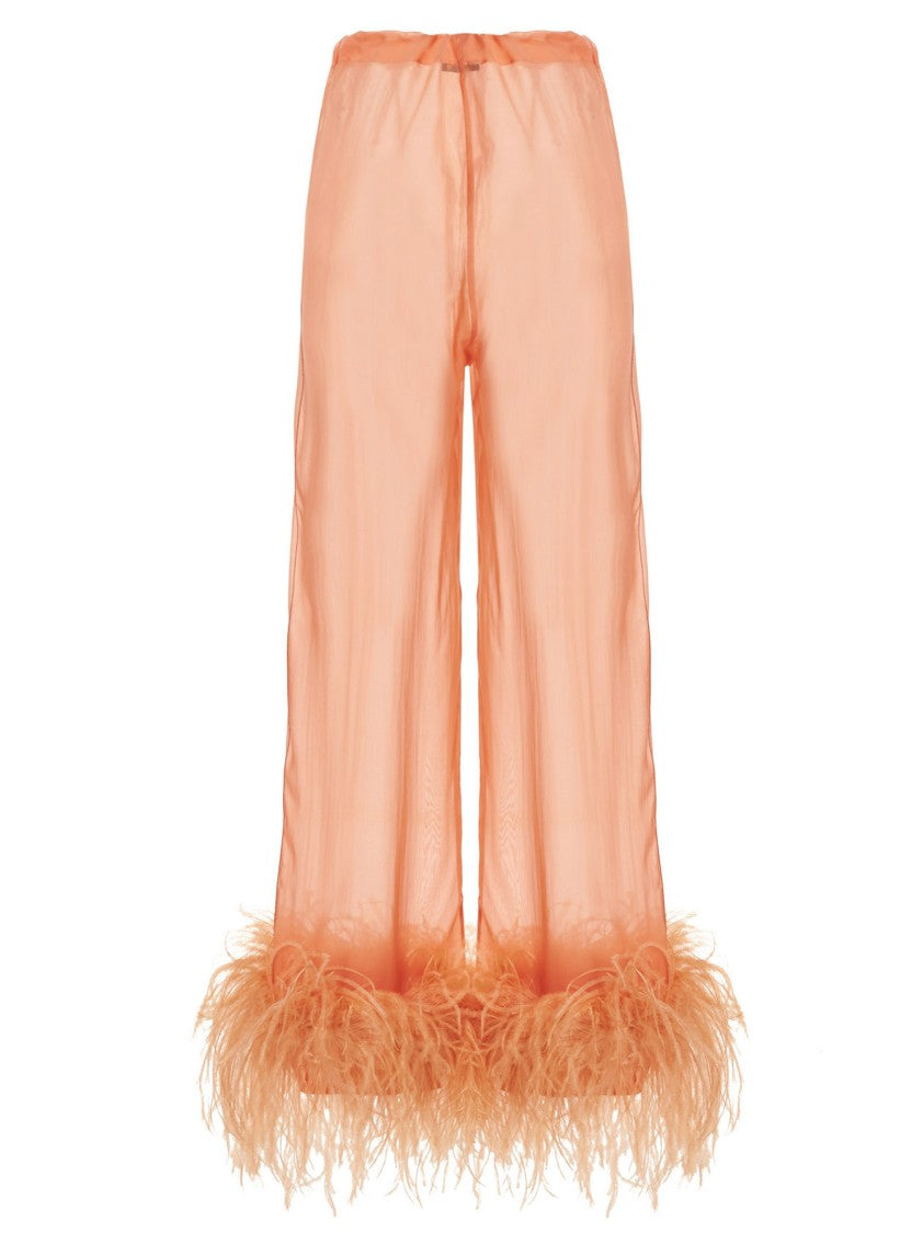Oséree Feather Silk Pants