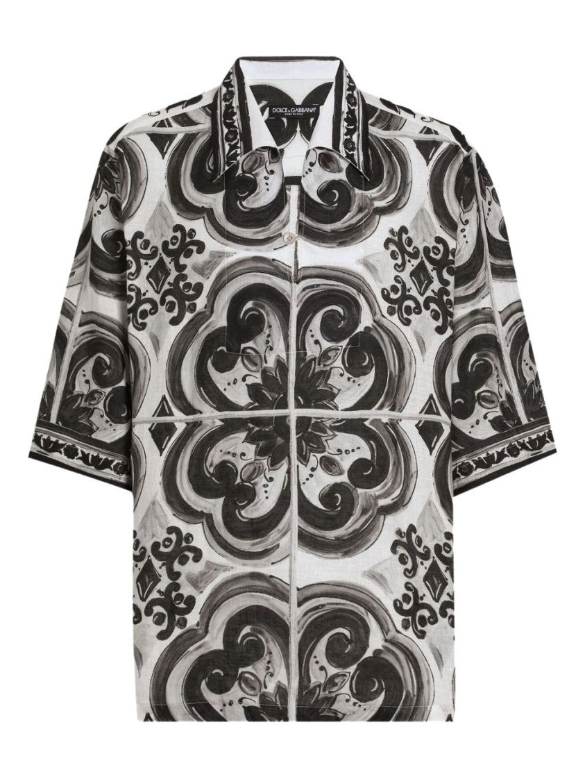 Dolce & Gabbana Majolica-Print Hawaii Linen Shirt