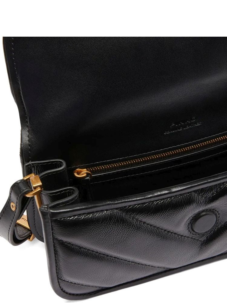 Pinko Quilted Nappa Leather Shoulder Bag With Gold-Tone Clasp