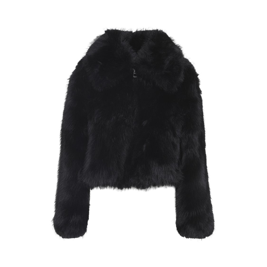 The Frankie Shop Voluminous Cropped Jacket With Plush Faux Fur Texture