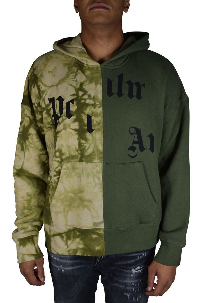 Palm Angels Two-Tone Hooded Sweatshirt With Broken Logo Detail