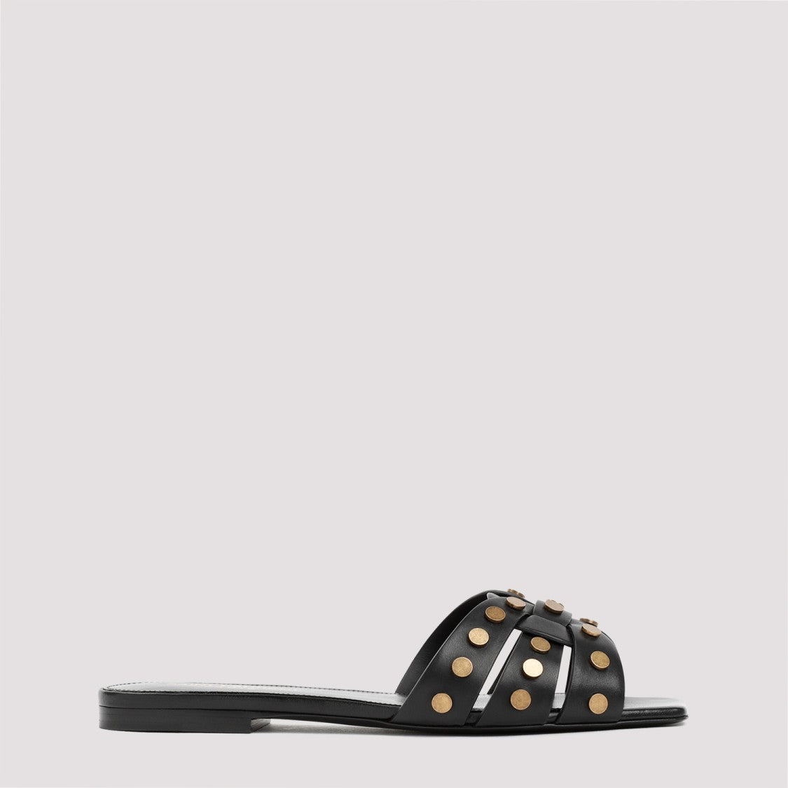 Saint Laurent Black Leather Tribute Studded Sandals