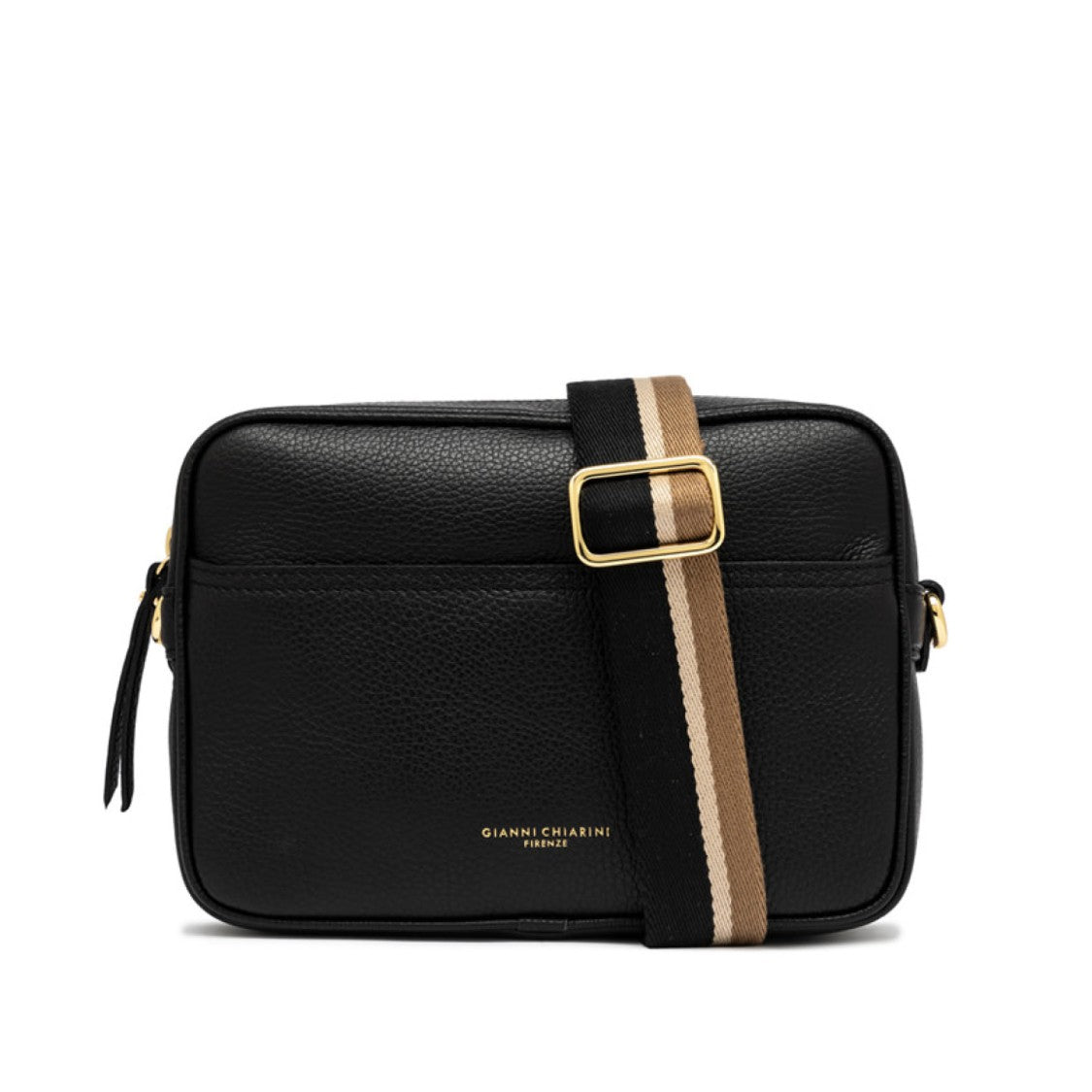 Gianni Chiarini Nina Shoulder Bag In Black Hammered Leather