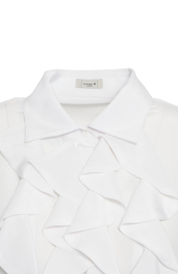 Himon's Blouse With Voluminous Ruffles And Classic Collar