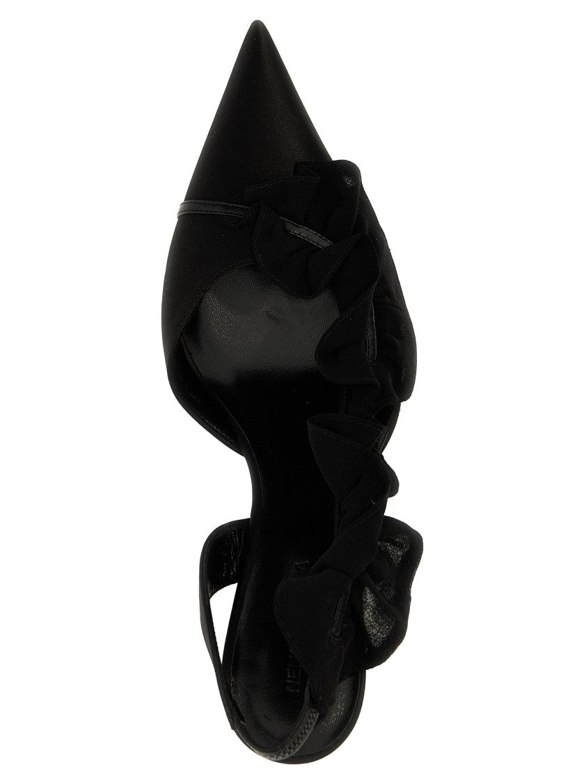 Nensi Dojaka Slingback Ruffle Detail Shoe With Unique Shaped Heel