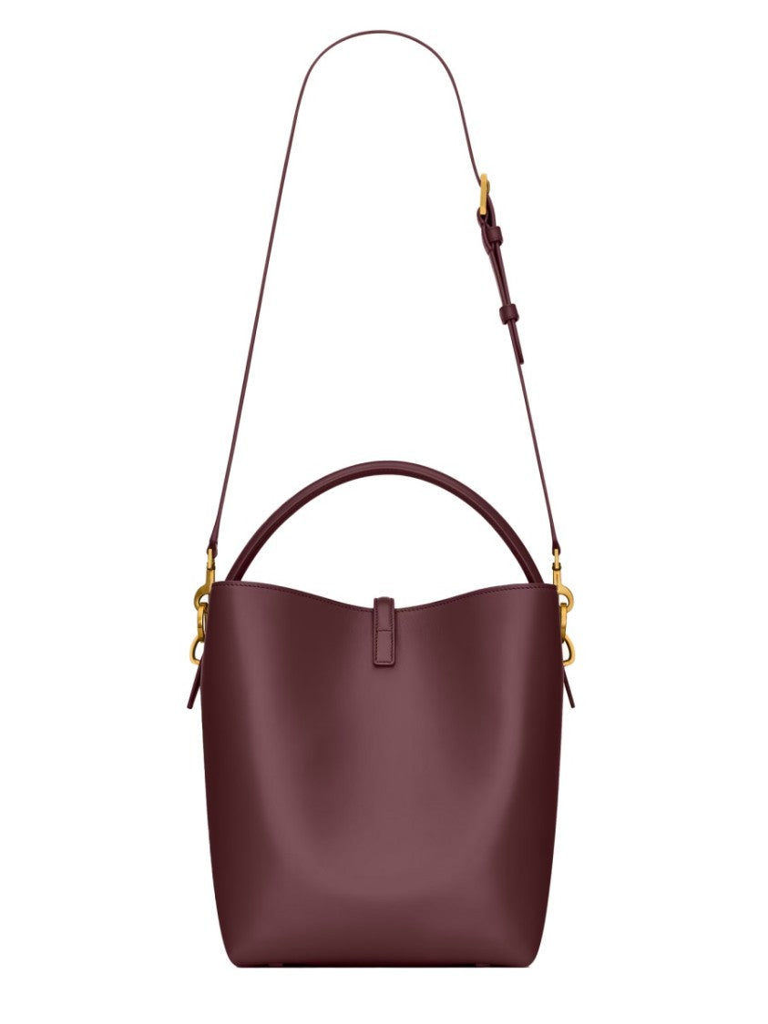Saint Laurent Structured Shoulder Bag In Deep Bordeaux Calf Skin
