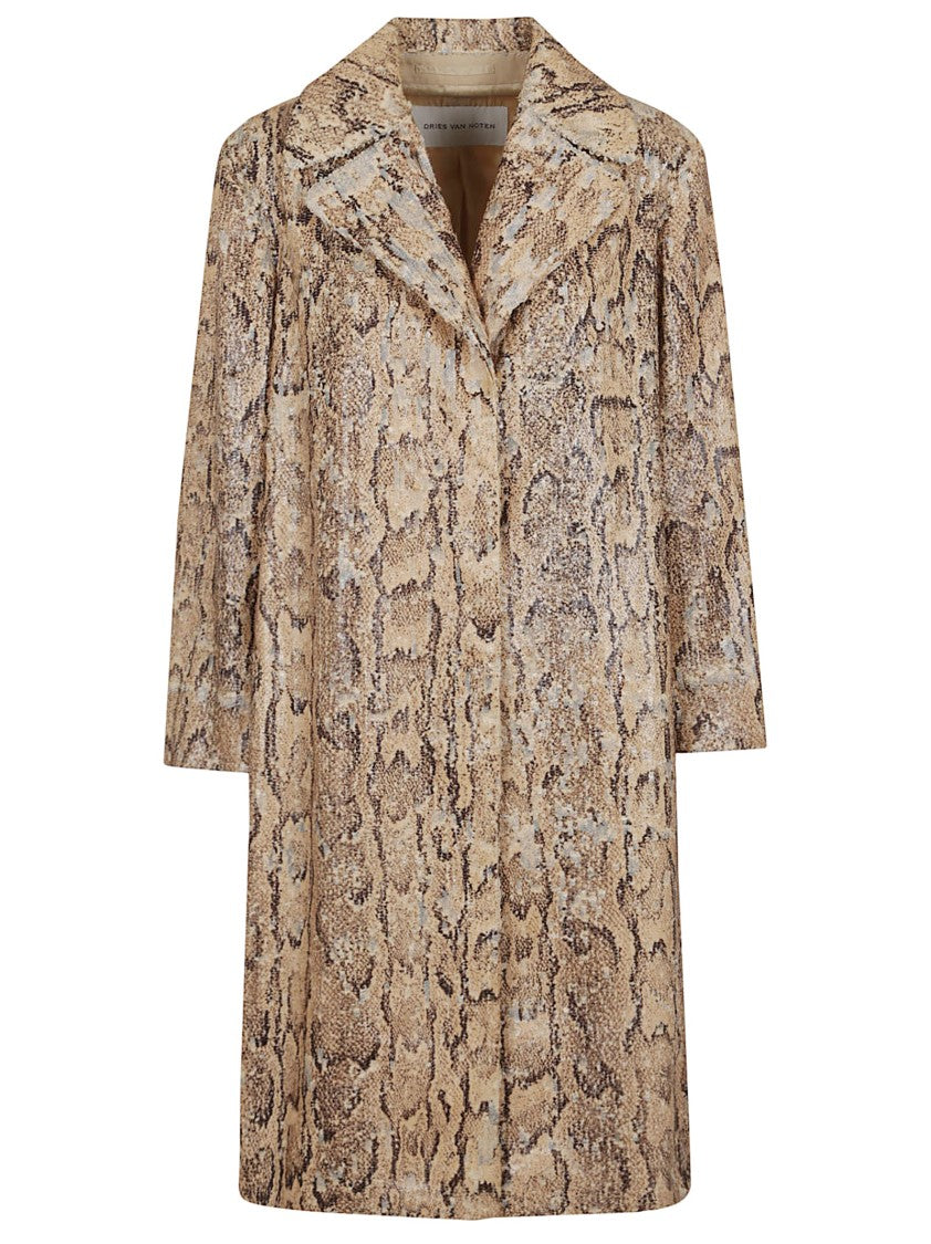 Dries Van Noten Nude And Neutral Snake Print Coat