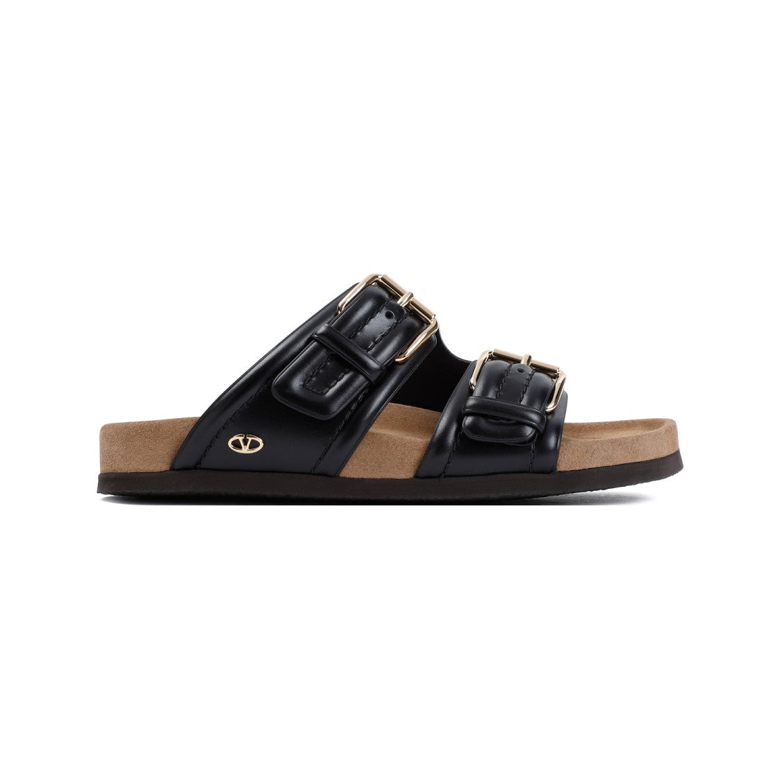 Valentino Fussfriend Slide Black Calf Leather Sandals