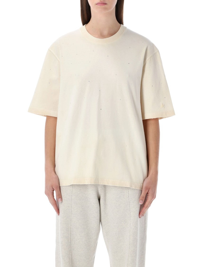 Golden Goose Crystal Embellished Cotton T Shirt