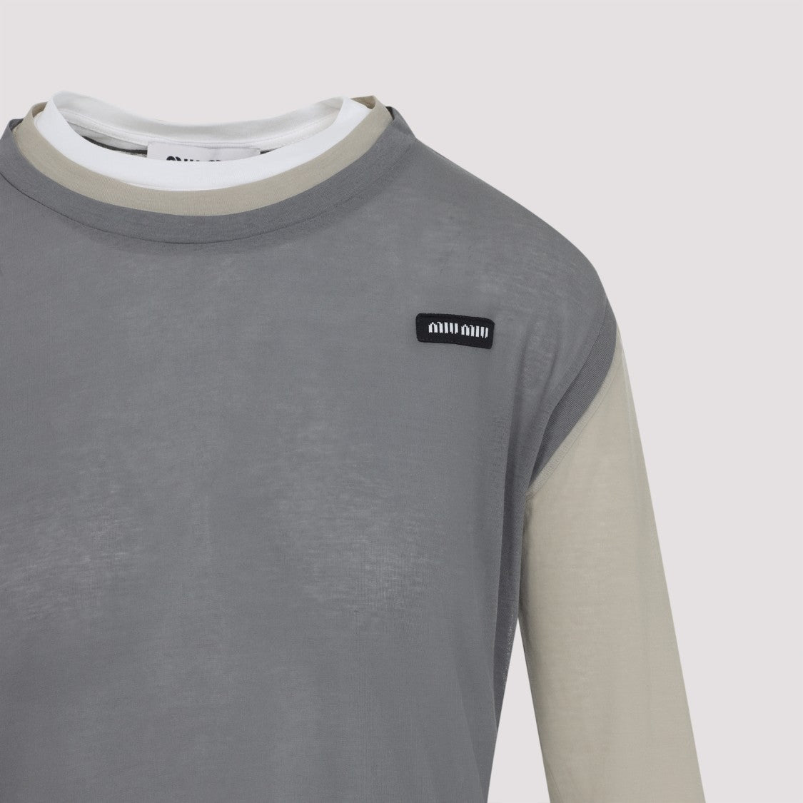 Miu Miu Grey Cotton T-Shirt