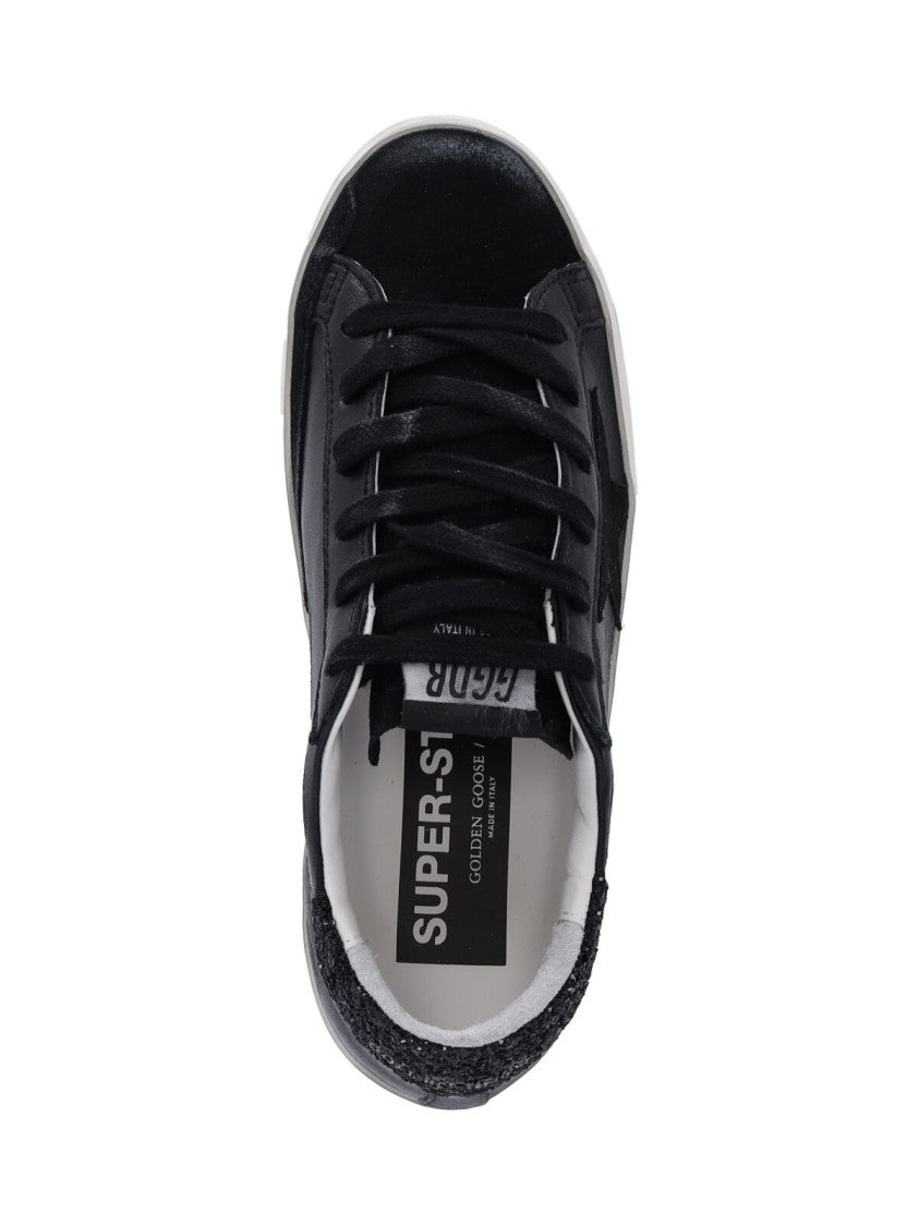 Golden Goose Black Super Star Hammered Leather Sneakers