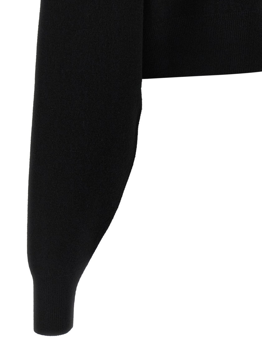 Tom Ford Cropped Black Sweatshirt With Balloon Sleeves And Modern Silhouette