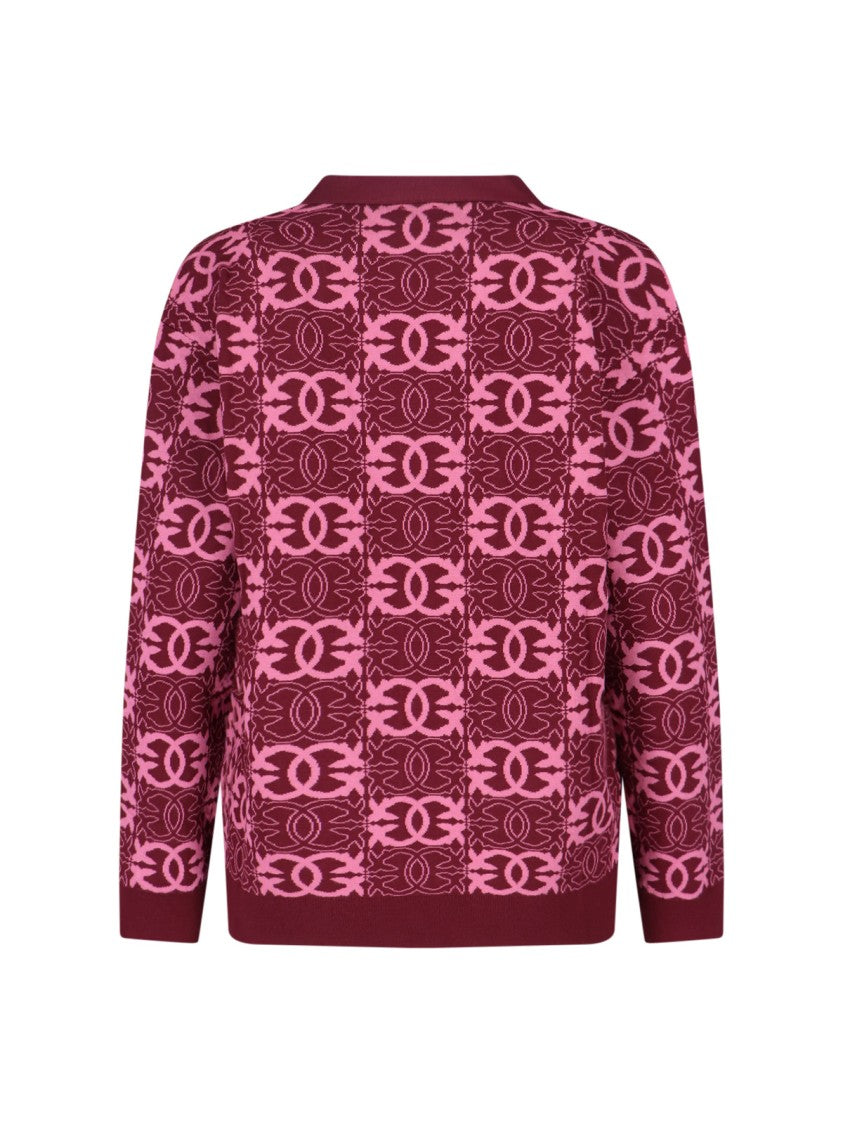 Pinko "Love Birds" Knitted Cardigan With V-Neckline