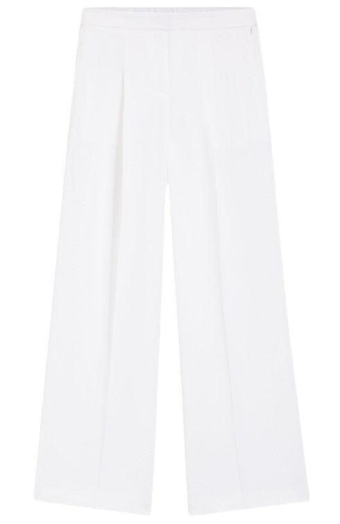 Boss White Wide-Leg Trousers With Crease Detail And Pocketed Design