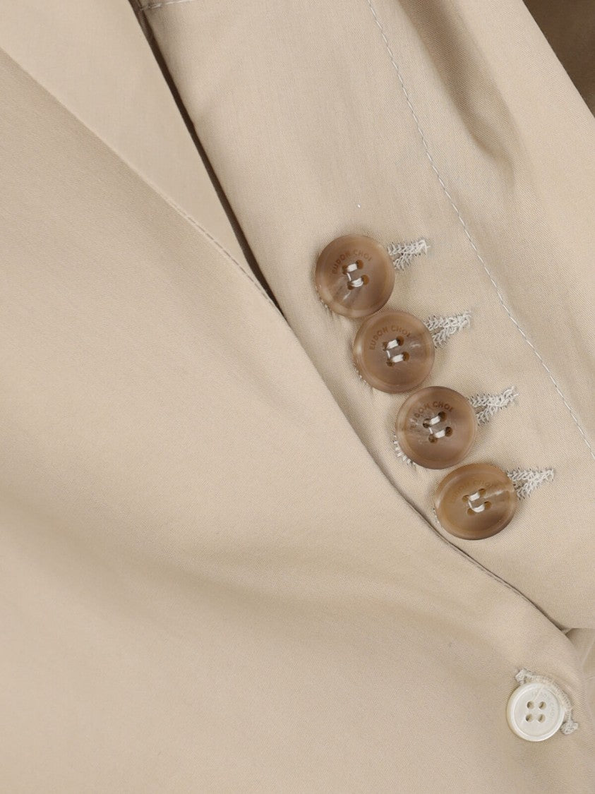 Eudon Choi "Emil" Draped Crop Top – Beige