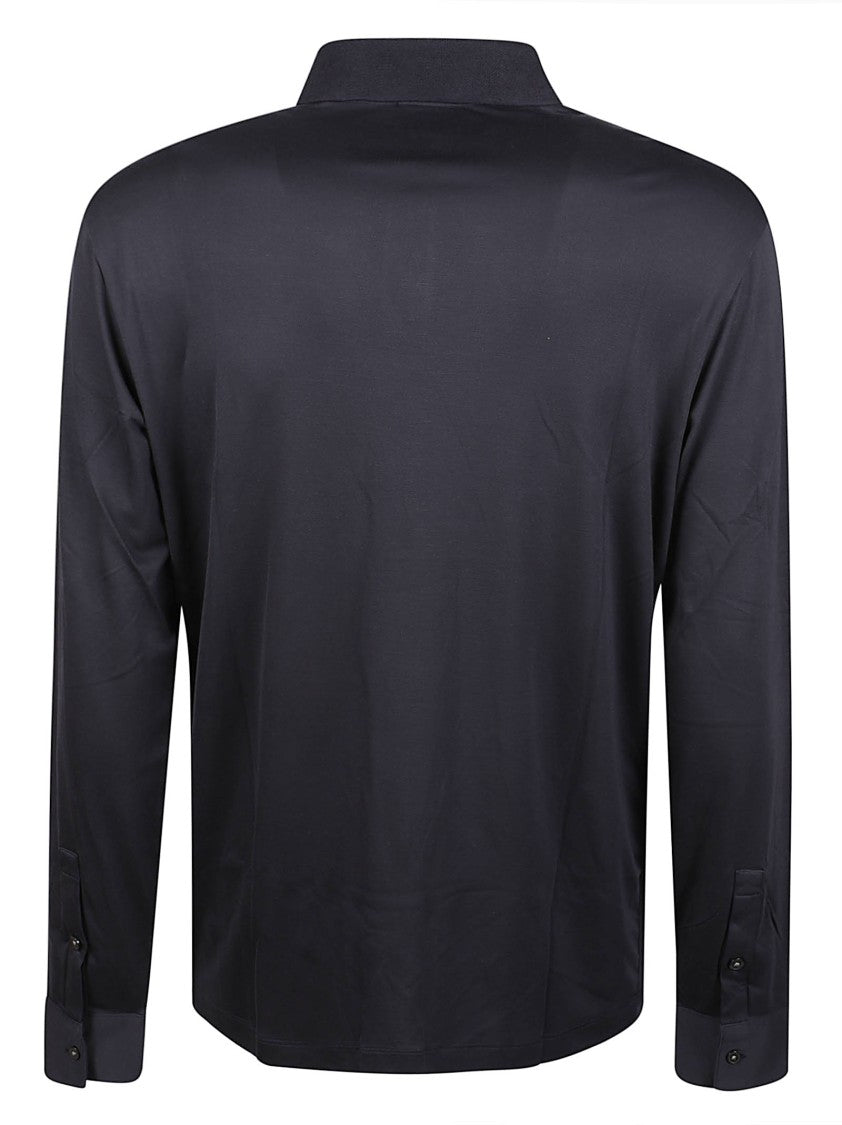 Emporio Armani Long-Sleeve Modal-Silk Blend Polo Shirt