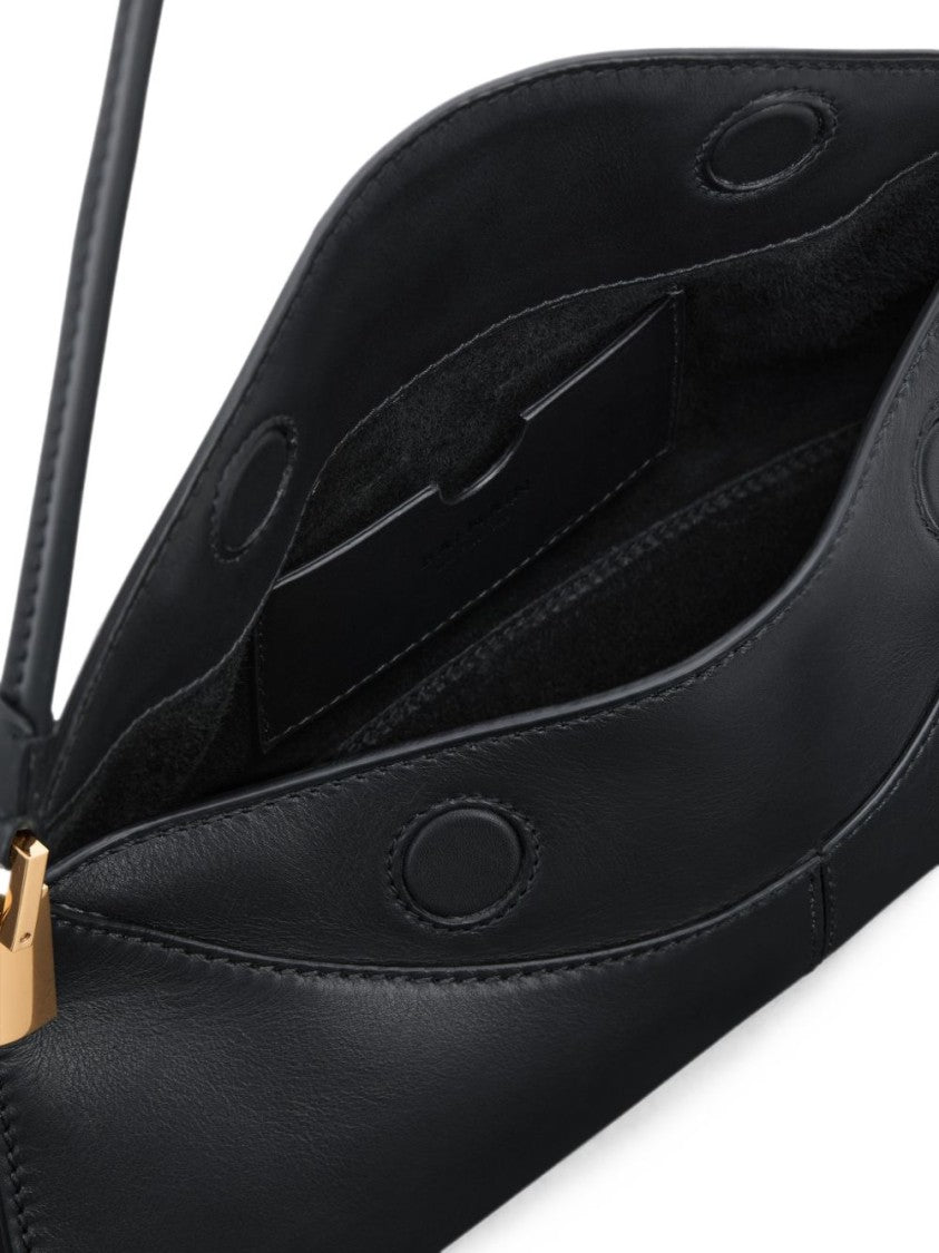 Balmain Black Elongated Triangular Leather Handbag